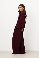 Lana Pleated Elastic Waist Trousers | Burgundy
