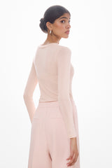 Sylvie V Neck Featherweight Top | Blush | Modal-Silk