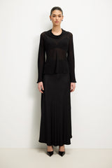 Camilla Bias Satin Skirt | Black