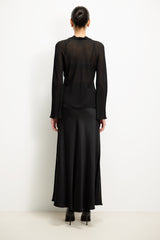 Camilla Bias Satin Skirt | Black