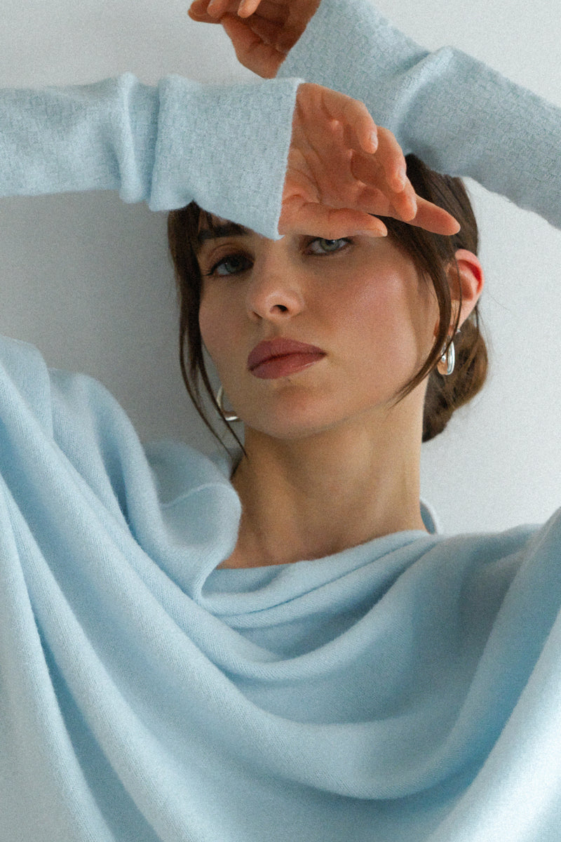 Asymmetric Draped | Glacier | Seamless Knit – JAKI