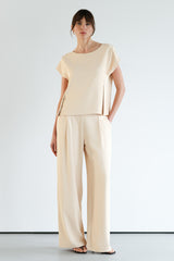 Blanchett Button Top | Almond Beige