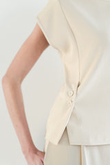 Blanchett Button Top | Almond Beige
