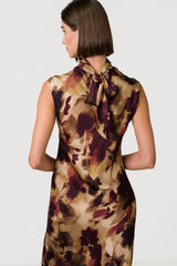 Selena Halterneck Satin Midi Dress | Plum Floral