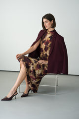 Selena Halterneck Satin Midi Dress | Plum Floral