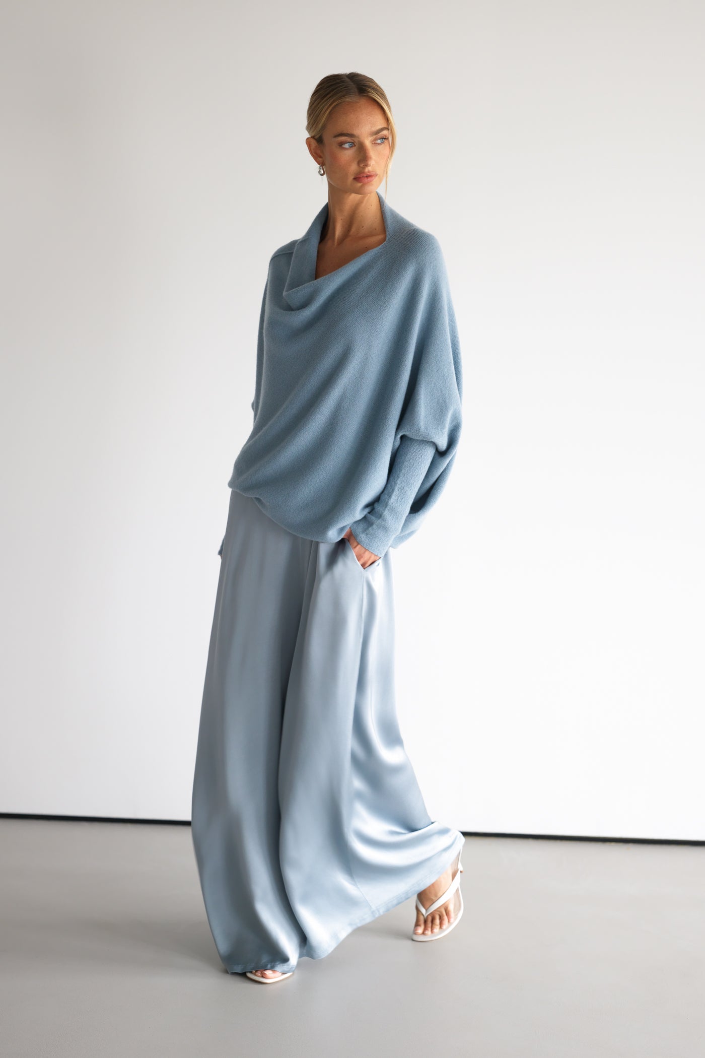 Asymmetric Draped | Dusty Blue | Seamless Knit – JAKI