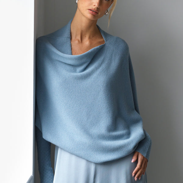 Asymmetric Draped | Dusty Blue | Seamless Knit – JAKI