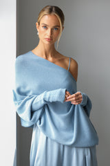 Asymmetric Draped | Dusty Blue | Seamless Knit