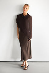 Lumi Asymmetric Poncho | Espresso Brown