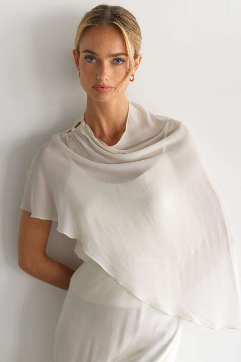 Lumi Asymmetric Poncho | Ivory – JAKI