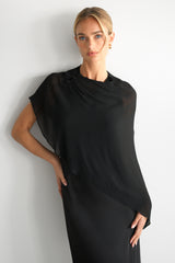 Lumi Asymmetric Poncho | Black