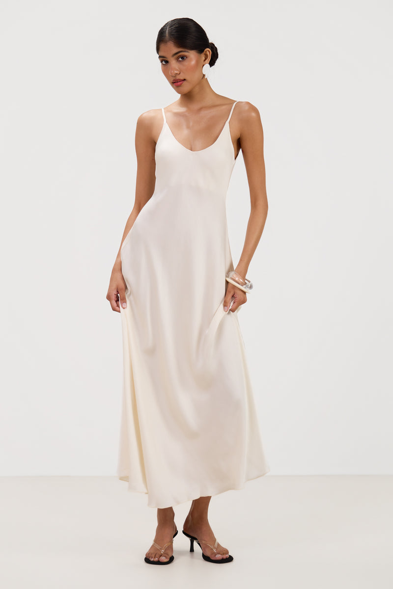 satin slip dress Anne Three female Marines, in Average Sleeve Length Size:36/37 Open Cowl neck and refined