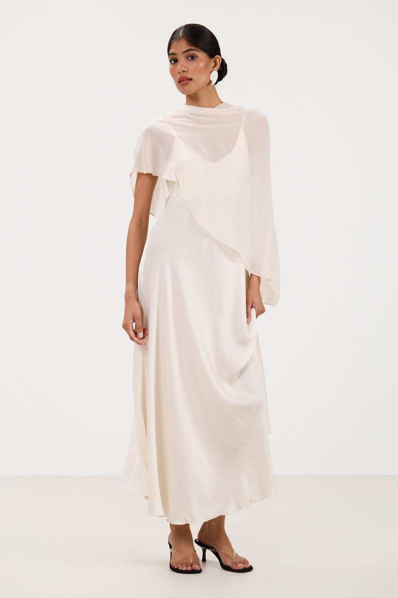 long sleeve satin slip dress Zahra Satin Long Sleeve Maxi Slip Dress