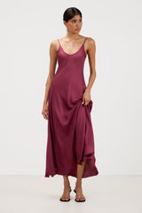 Anne Slip Satin Dress | Damson