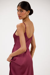 Anne Slip Satin Dress | Damson