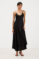 Anne Slip Satin Dress | Black
