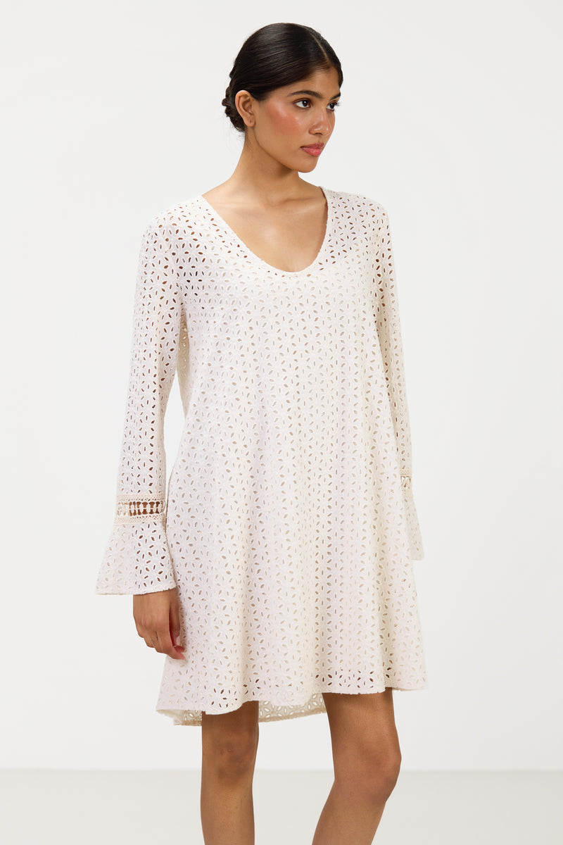 ivory cotton dress Kiara Long Sleeve MISSING_MATERIAL_CARE