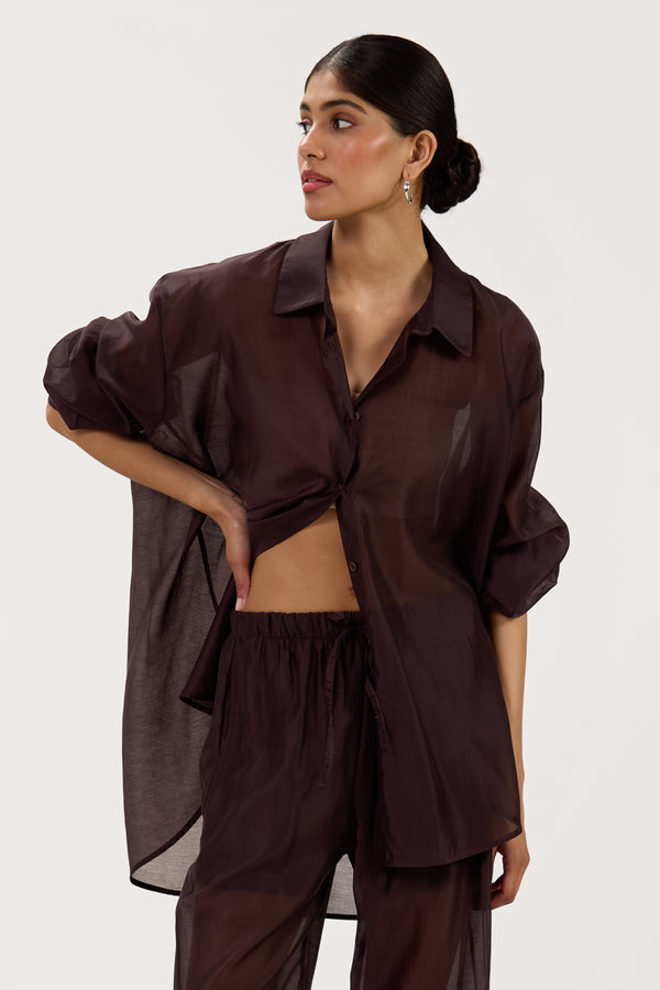 Jemima Oversized Shirt | Chocolate Brown – JAKI