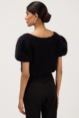 Camille Two-Way Cardigan | Black | Brushed Mohair Blend