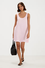 Rosaline Sleeveless Satin Dress | Soft Pink