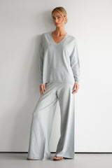 Kaia Elastic Waist Pants | Pearl Grey | Fine Knit