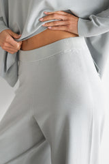 Kaia Elastic Waist Pants | Pearl Grey | Fine Knit