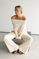 Kaia Elastic Waist Pants | Cream | Fine Knit