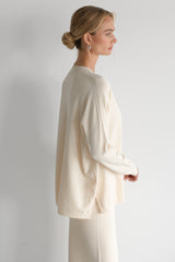 Layla V Neck Sweater | Cream | Fine Knit