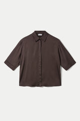 Rhea Satin Shirt | Espresso Brown