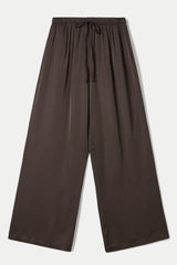 Nora Drawstring Satin Pants | Espresso Brown