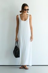 Chiara Matte Satin Dress | White