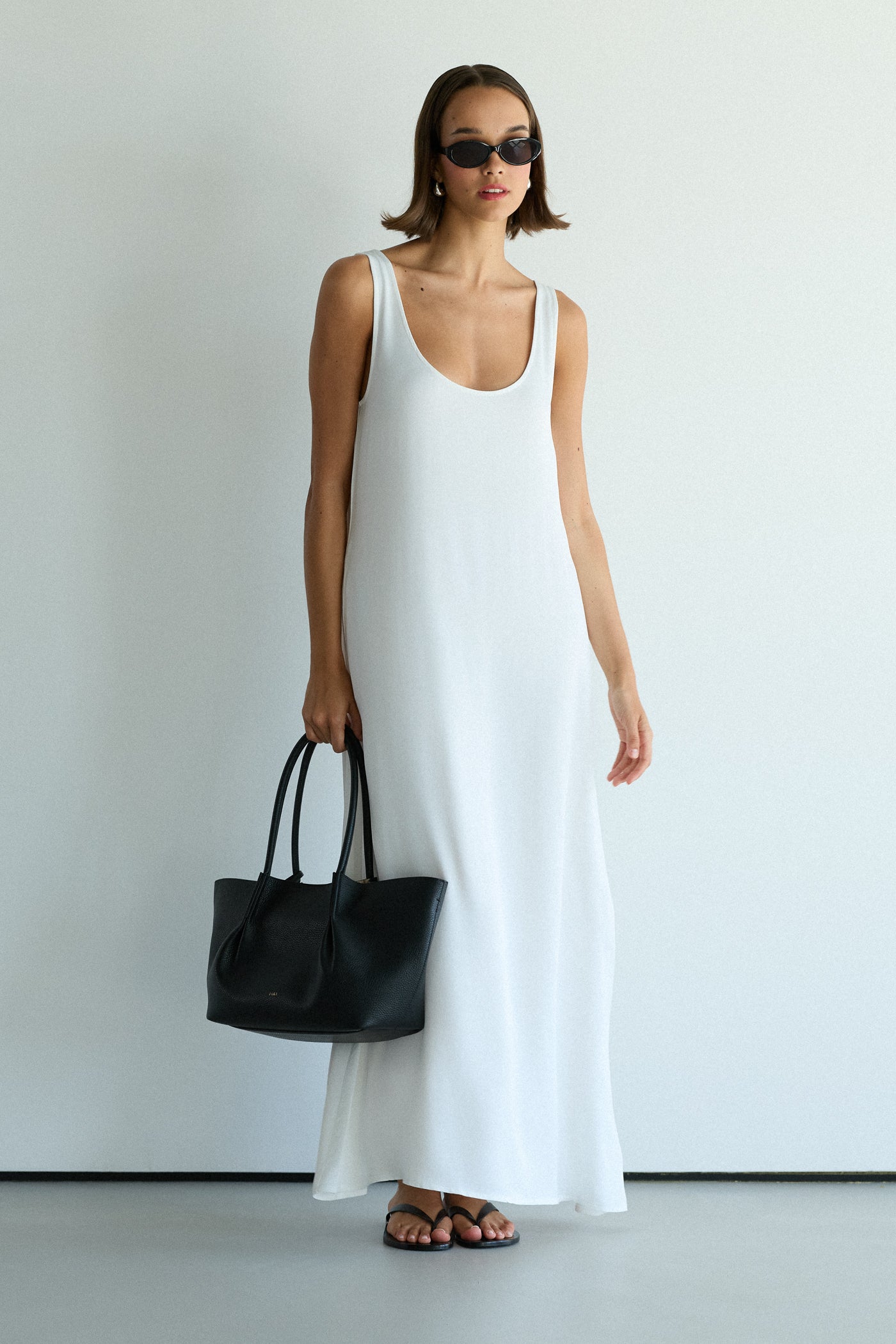 Chiara Matte Satin Dress | White – JAKI