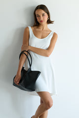 Rosaline Sleeveless Satin Dress | White