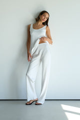 Genet Elastic Waist Bias Satin Trousers | White