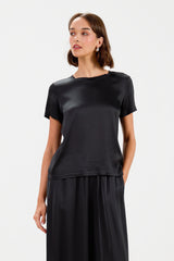 Matilda Satin T-Shirt | Black |