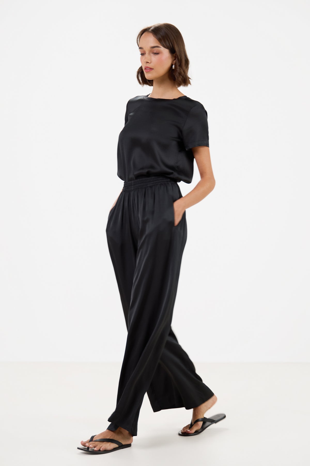 Matilda Satin T-Shirt | Black | – JAKI