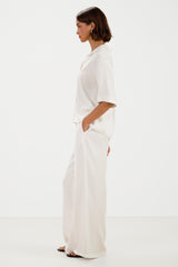 Simone Elastic Waist Trousers | White