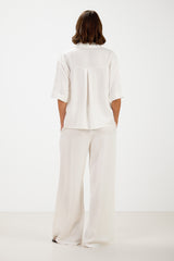 Simone Elastic Waist Trousers | White