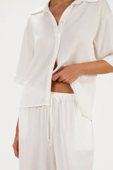 Simone Elastic Waist Trousers | White