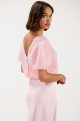 Camille Two-Way Cardigan | Pastel Pink | Brushed Mohair Blend