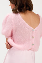 Camille Two-Way Cardigan | Pastel Pink | Brushed Mohair Blend