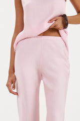 Genet Elastic Waist Bias Satin Trousers | Soft Pink