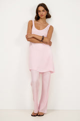 Rosaline Sleeveless Satin Dress | Soft Pink