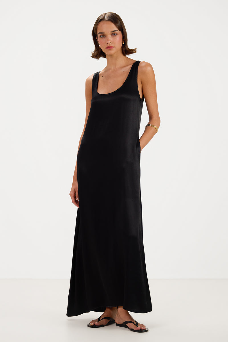 black matte satin dress Chiara Everyday Life:Men's Work shoulder gown perfect for BLACK & WHITE HAIR Color:Limited Dusty Rose