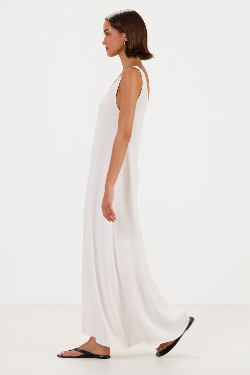 Chiara Matte Satin Dress | White – JAKI