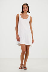 Rosaline Sleeveless Satin Dress | White