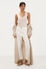 Margaux Longline Cardigan | Light Beige | Suri Alpaca Blend
