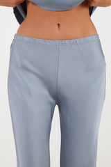 Genet Elastic Waist Bias Satin Trousers | Dusty Blue