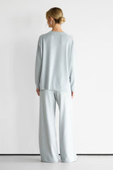 Kaia V Neck Sweater | Pearl Grey | Fine Knit
