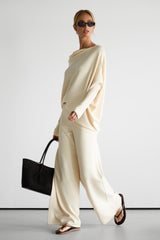 Kaia Asymmetric Sweater | Cream | Fine Knit